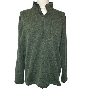 WOOLRICH Men's‎ XXL Green 1/4 Zip Pullover Sweater High Neck Pocket Outdoor GORP